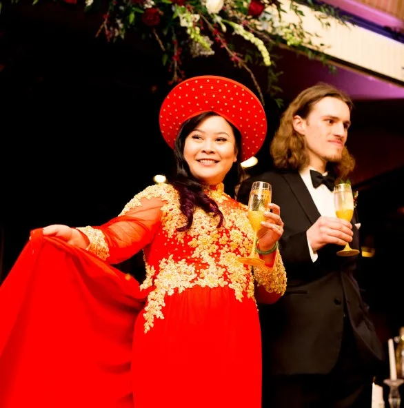 Bride in Traditional Wedding Red