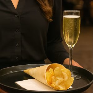 champagne and potato chip
